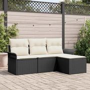 Set di divani con cuscino 4 pcs Nero e Crema polyrattan 3345307
