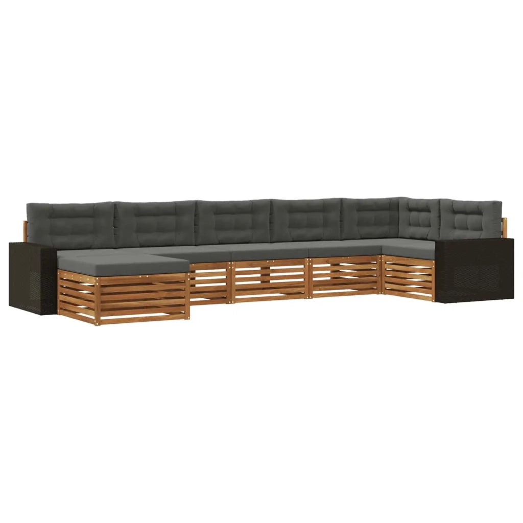 Set di divani da esterno con cuscino 7 pcs Naturale e Antracite 3383635