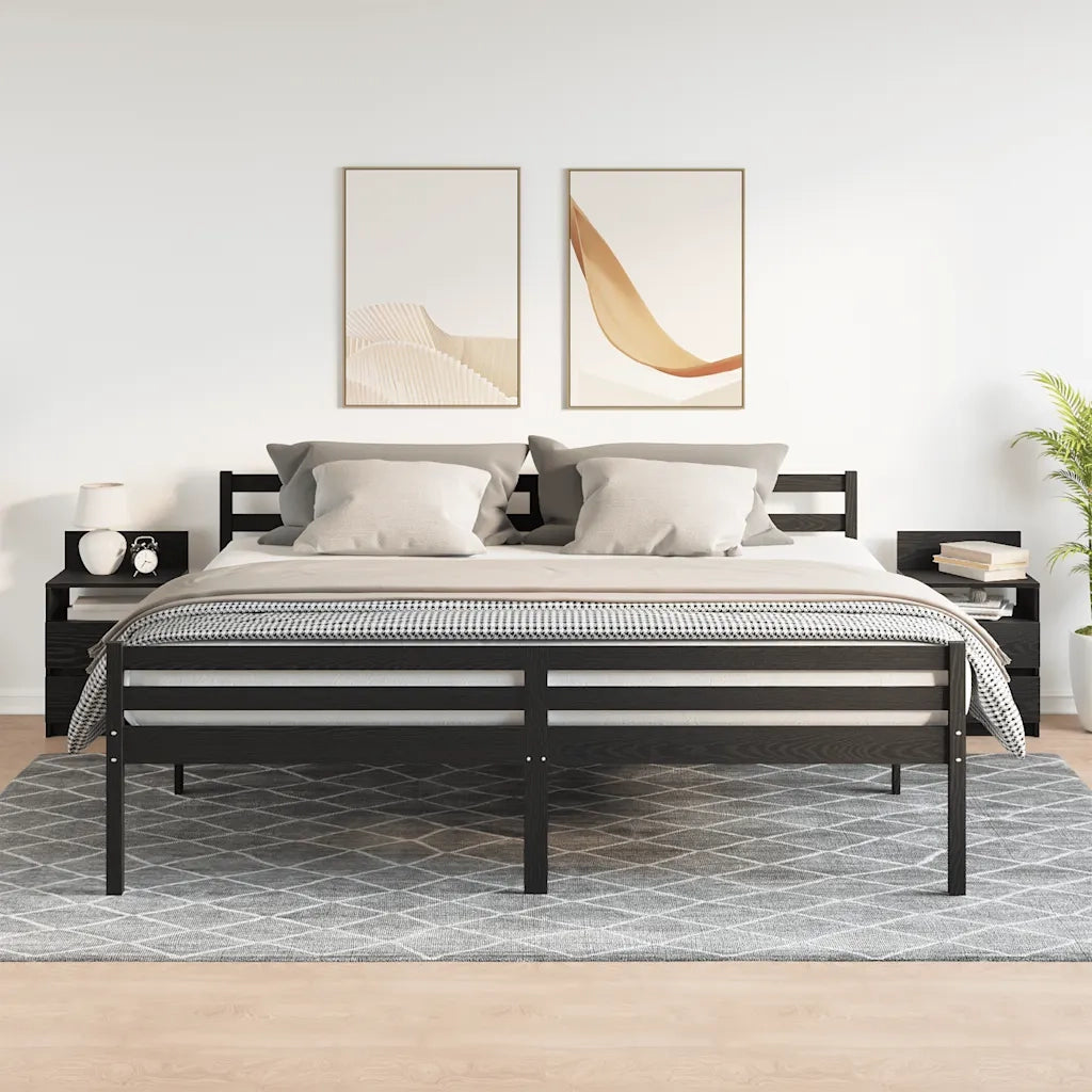 Comodini 2 pz con 2 Cassetti-Set di 2 Tavolino da notte Neri 40x33x60 cm