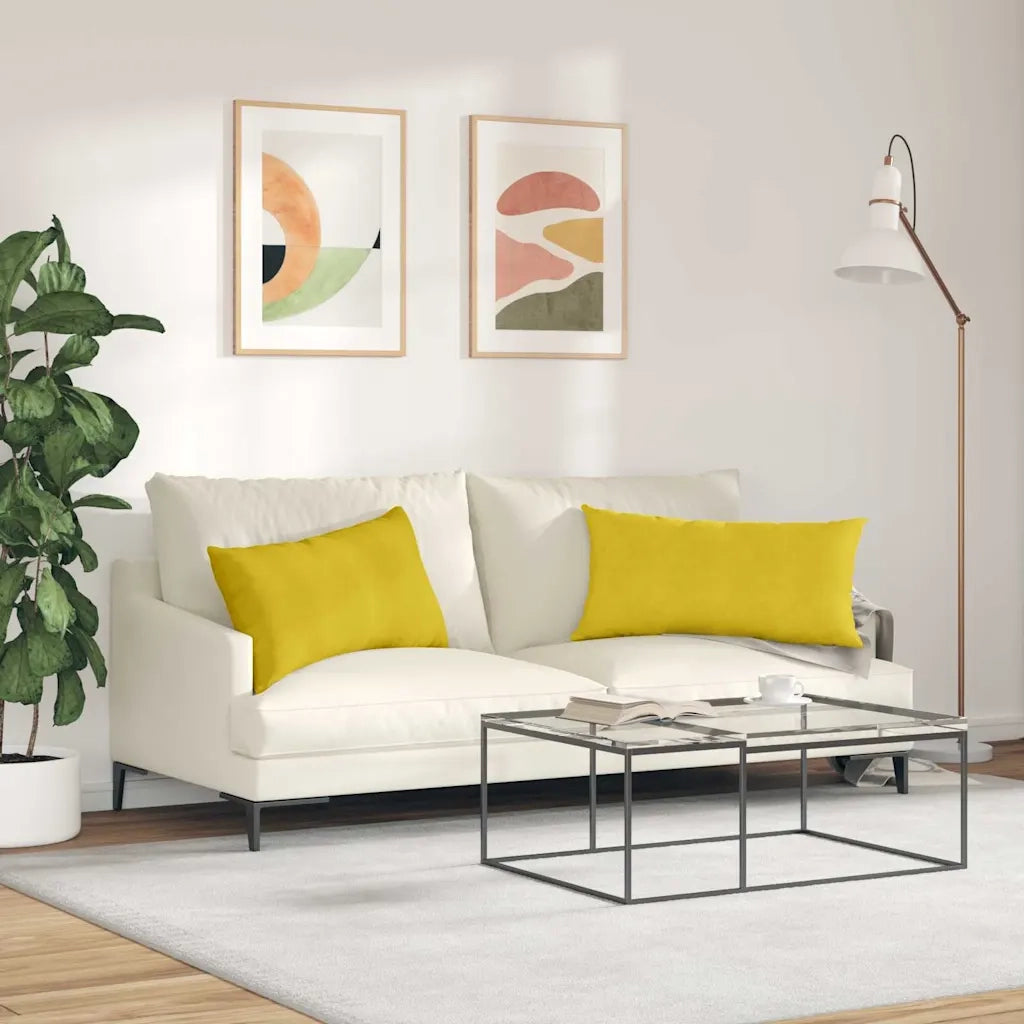 Cuscini da Divano 2 pz | Cuscini per sedie Giallo 80 x 40 cm Tessuto in Cords