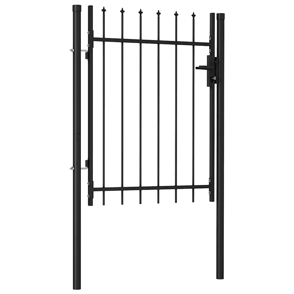 Cancello per recinzione Boxtel porta singola con punta in acciaio 1x1,2 m Nero 146033
