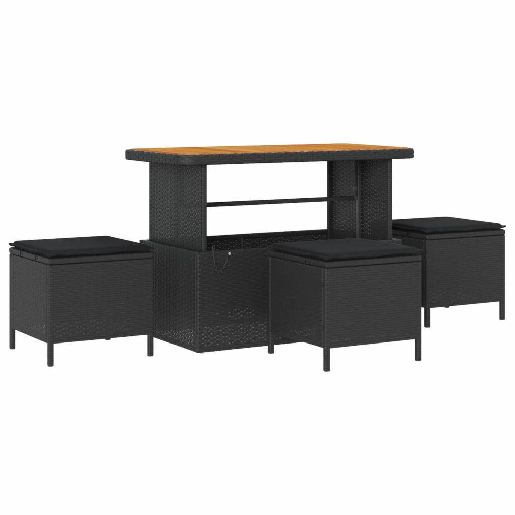 Set Divano da Giardino con cuscino 9 pcs Nero Poly Rattan 3364869