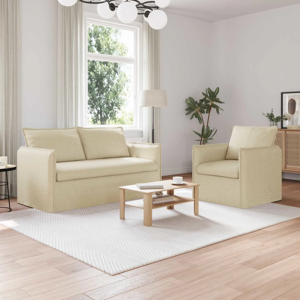 Set di divani 2 pcs Crema 156 x 82 x 85 cm Tessuto 3407572