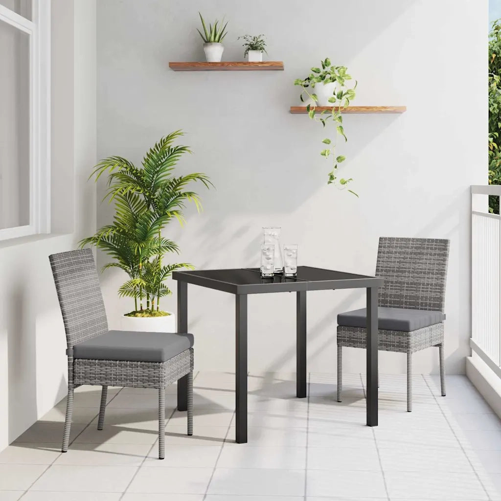 Set da Pranzo per Giardino 3 pcs Grigio