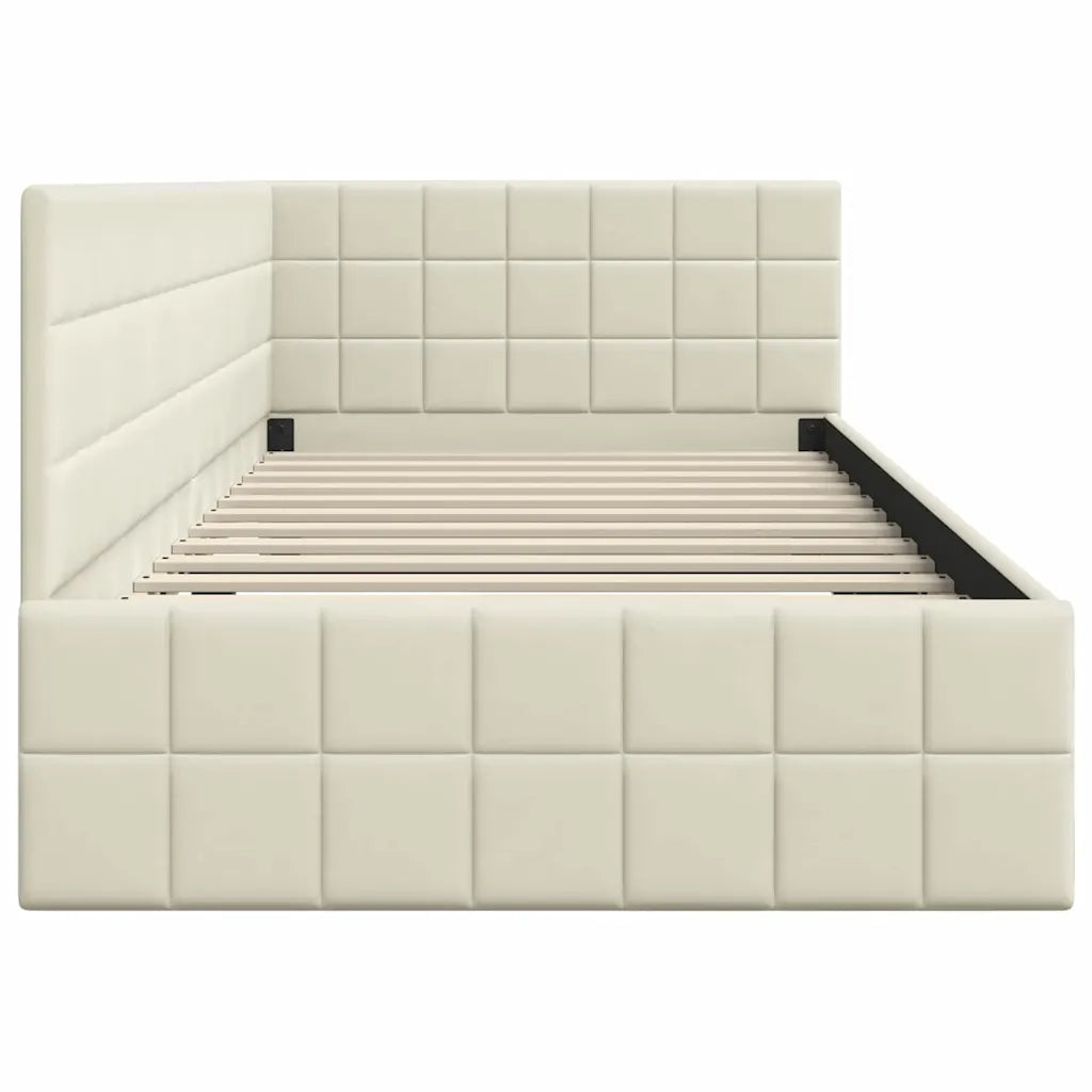 Cornice del letto ad angolo Crema 90 cm x 200 cm Velluto 42016395
