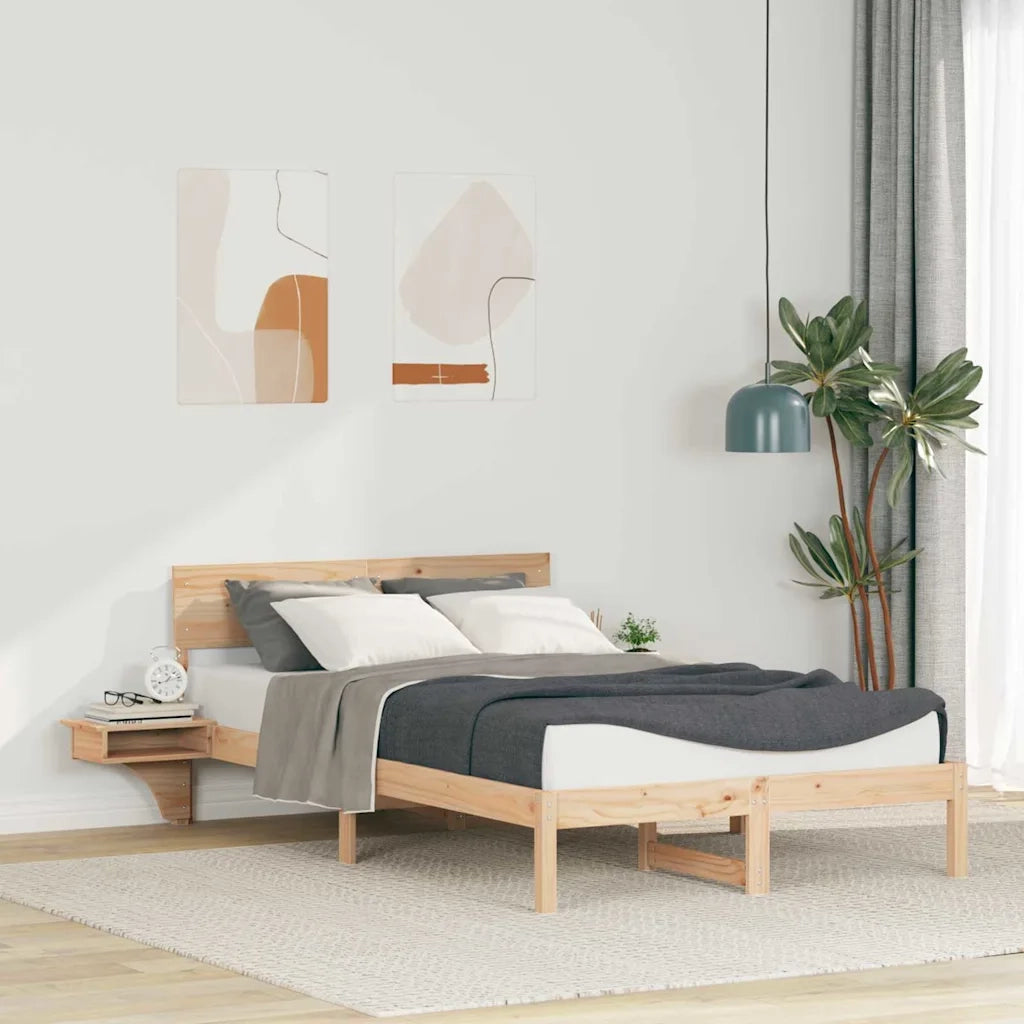 Struttura del letto Marrone 135 x 190 cm Pino massello 873454