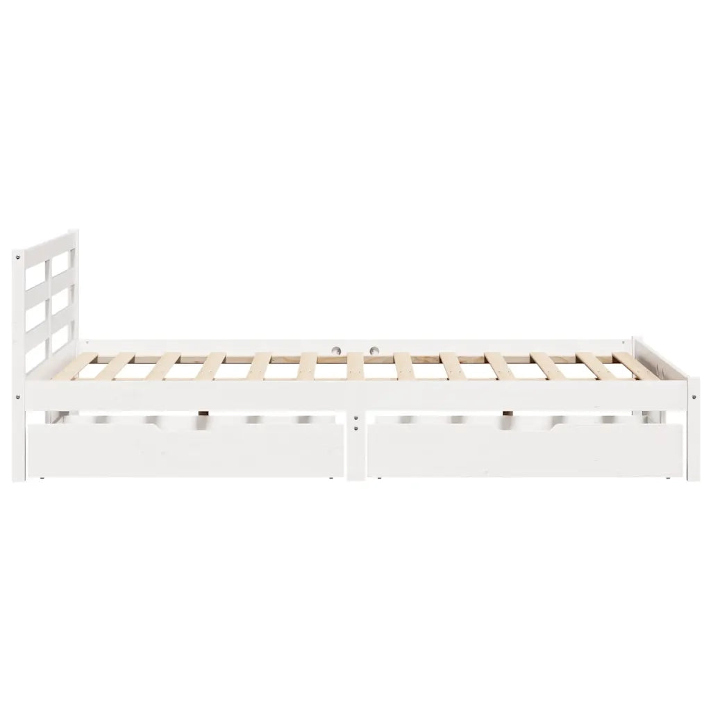 Letto senza Materasso-Struttura Letto Bianco 140x190 cm Legno Massello di Pino 650368
