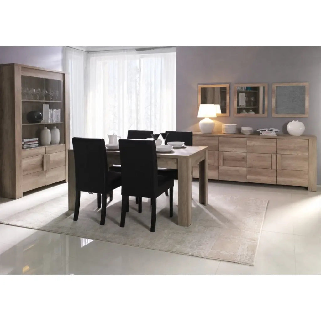 Grande vetrina 2 porte in vetro e 2 porte in legno - Collezione FARRA - quercia chiara