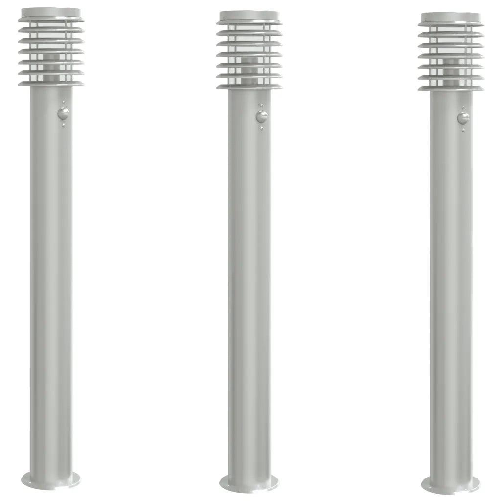 Lampada da Terra per Esterni Sensore Argento 3 pz 110cm Acciaio 4006368