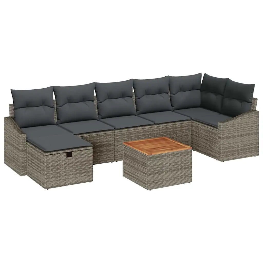 Set Divano da Giardino con cuscino 8 pcs Grigio polyrattan 3359573