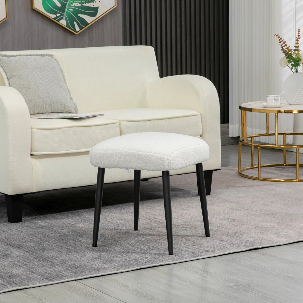 Pouf ¨C Minimal ¨C crema, tessuto boucl¨¦