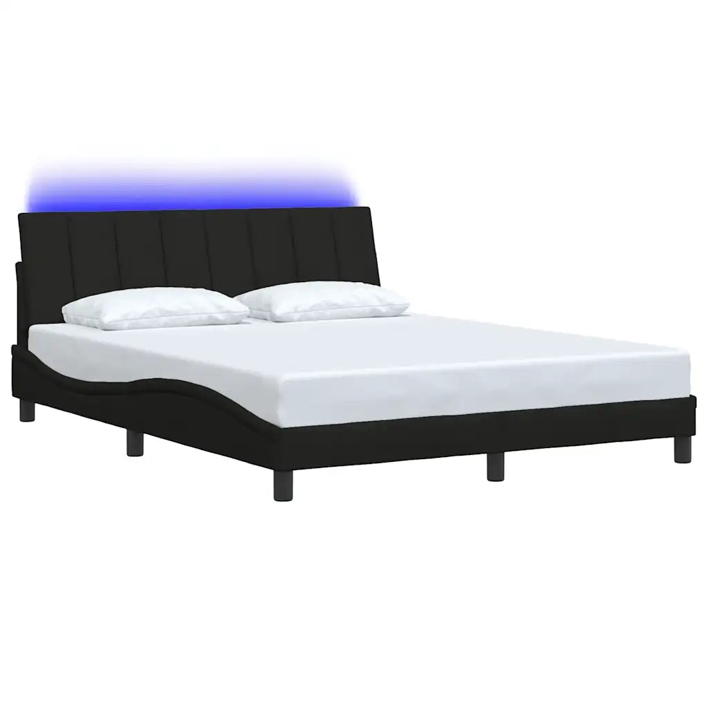 Letto matrimoniale | Letto per adulti | Giroletto senza Materasso Hanko Nero 160x200 cm in Tessuto