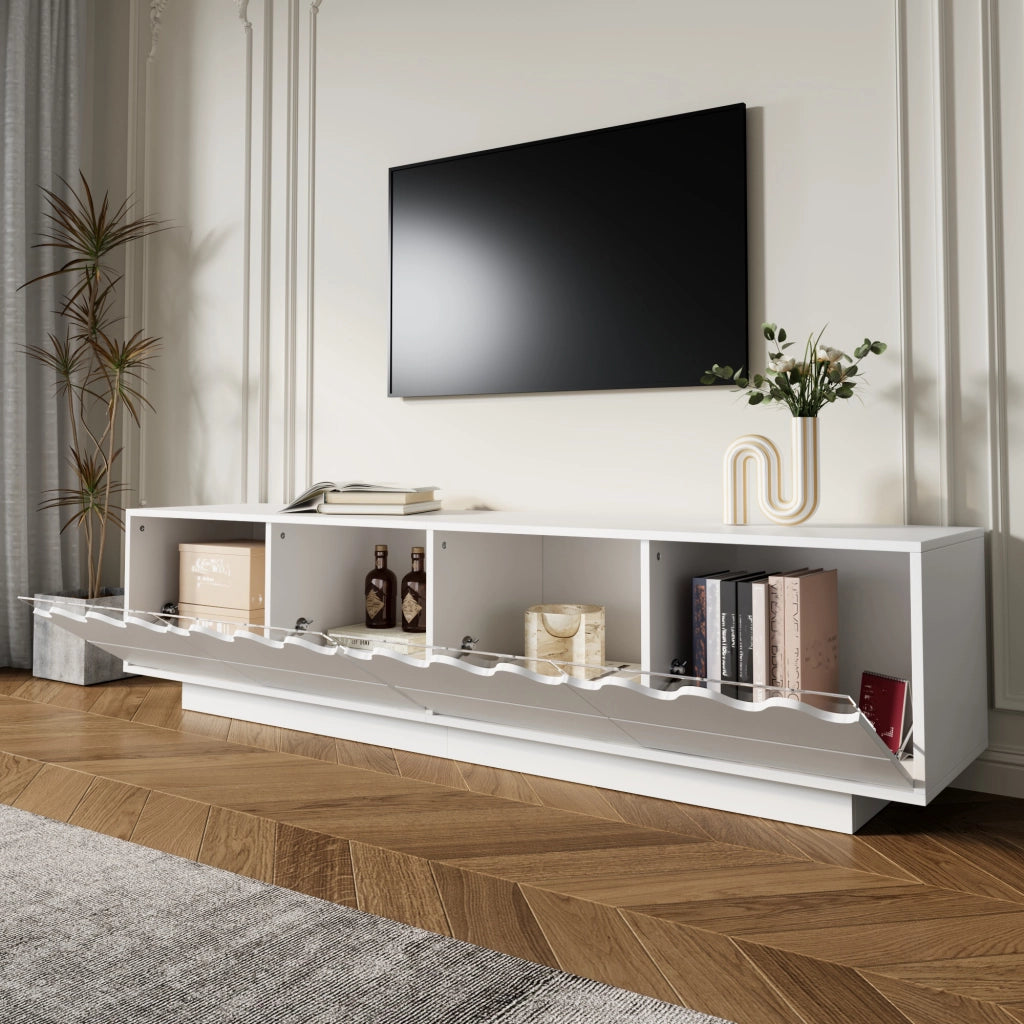 Cassettiera TV bianca in MDF e truciolare lunghezza 170 cm