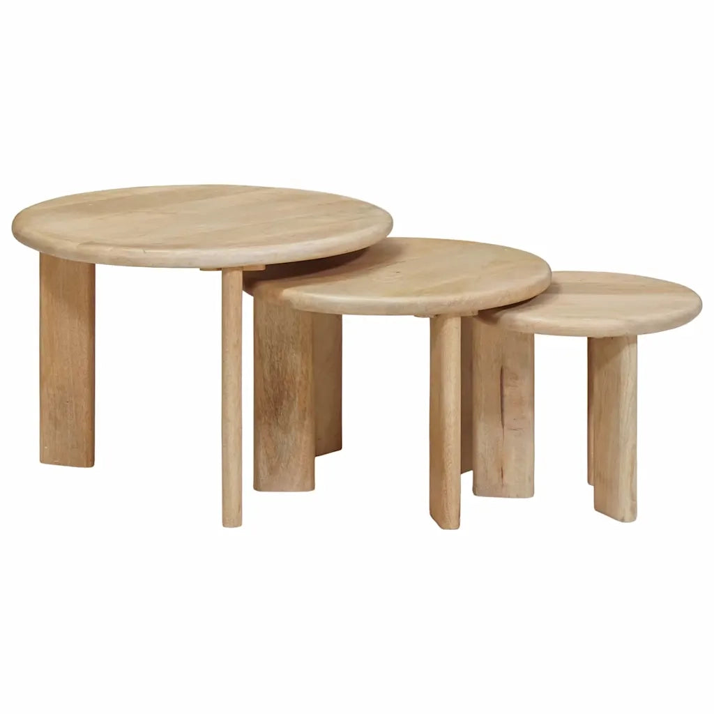 Tavoli da Caffè Nido 3 pcs Nero Legno di mango massello 4104657