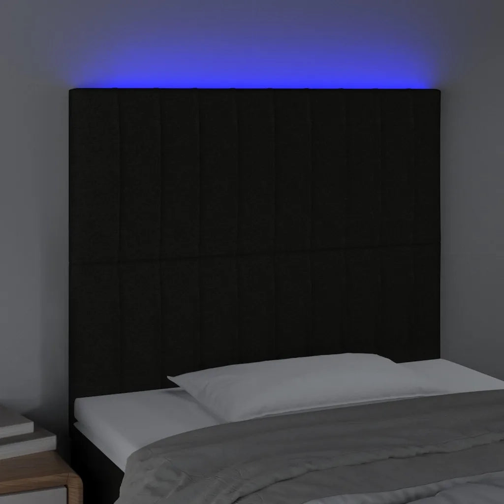 Testiera a LED Nera 100x5x118/128 cm in Tessuto 3122654