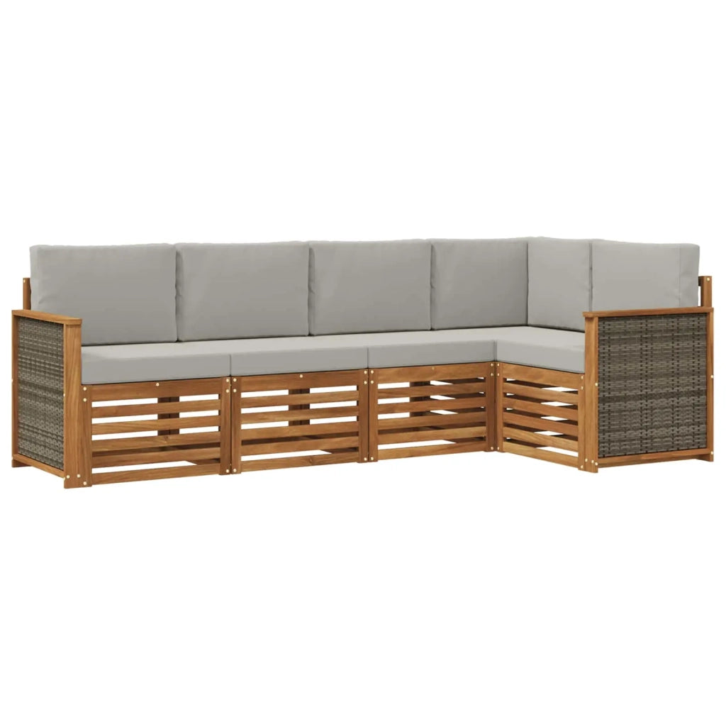 Set divano sezionale con cuscino 4 pcs Naturale e Grigio Chiaro 3384347