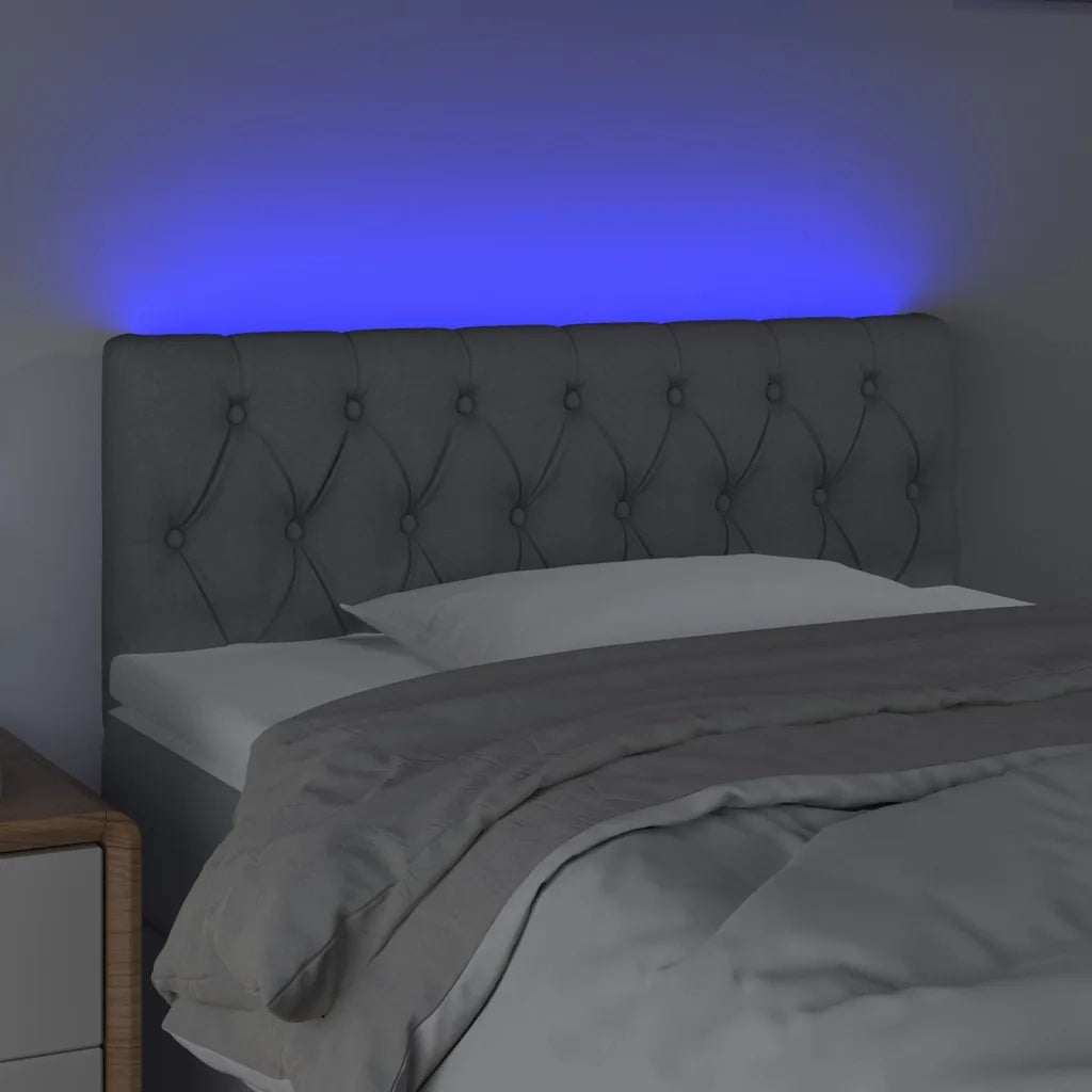 Testiera a LED-Testata con LED Grigio Chiaro 100x7x78/88 cm in Tessuto