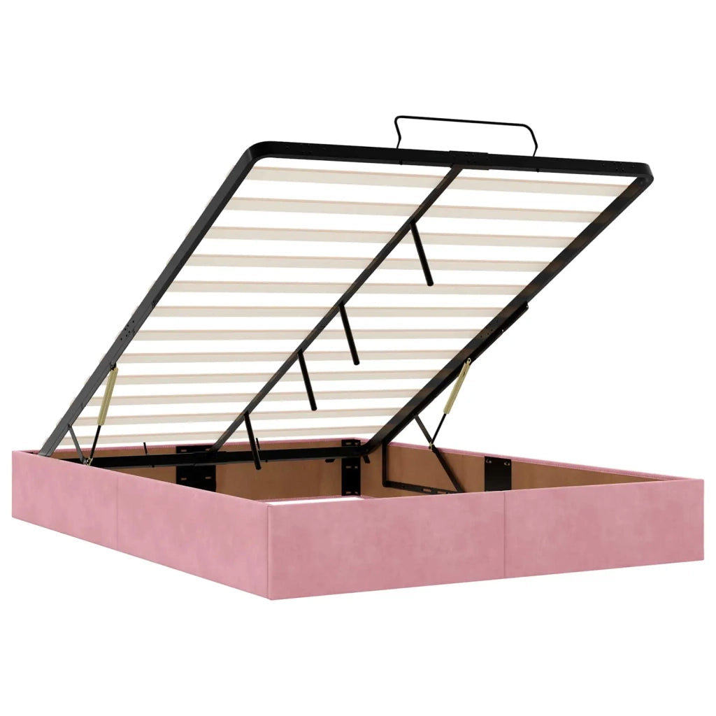 Letto Ottomano con Materasso e LED Rosa 140 x 190 cm Velluto 3457070