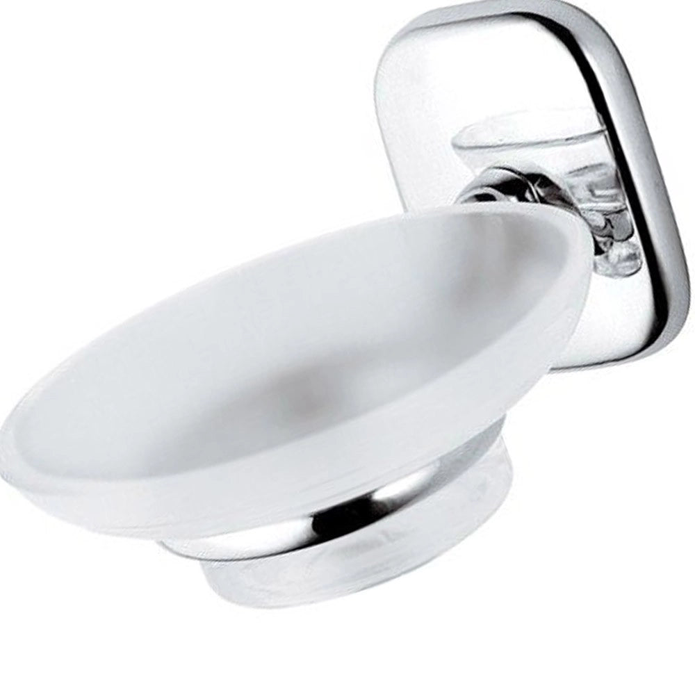 Portasapone da muro in vetro bianco sabbiato - serie suite
