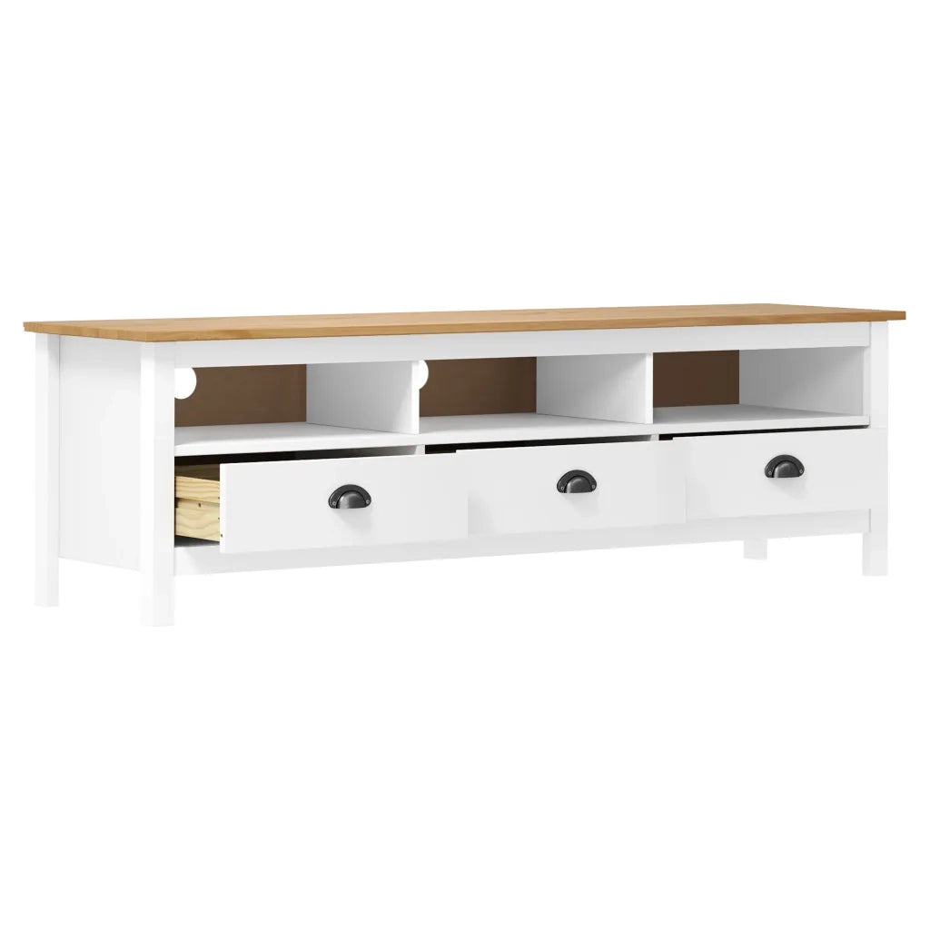 Mobile TV | Armadietto TV | Mobile Porta TV Hill Bianco 158x40x47 cm in Legno di Pino