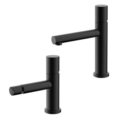 Set miscelatori lavabo e bidet nero opaco senza leva in acciaio inox Gemini