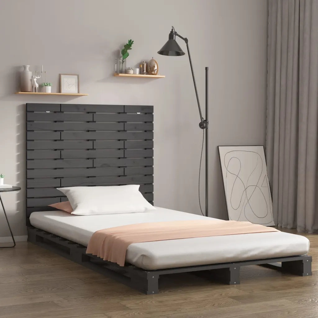 Testiera da Parete-Testiera a Muro-Testata Decorativa Grigia 126x3x91,5 cm Legno Massello di Pino