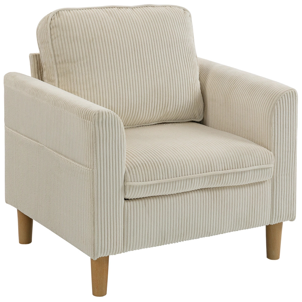 Poltrona in velluto ¨C Xylo ¨C beige con cuscino a molle 83x74x87cm