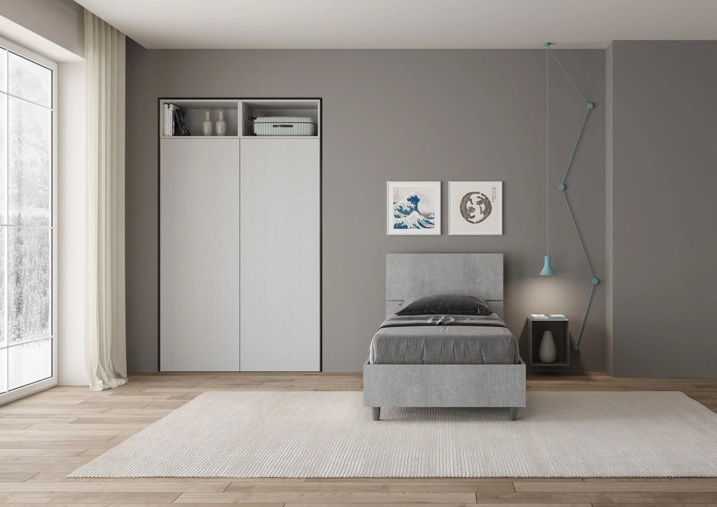 BS COM Letto singolo con rete 80x200 testata inclinata cemento