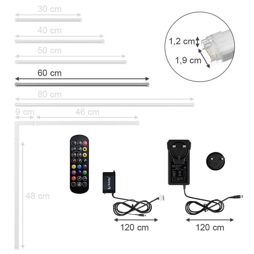 Vicco Striscia LED Bianco 60 cm con starter pack