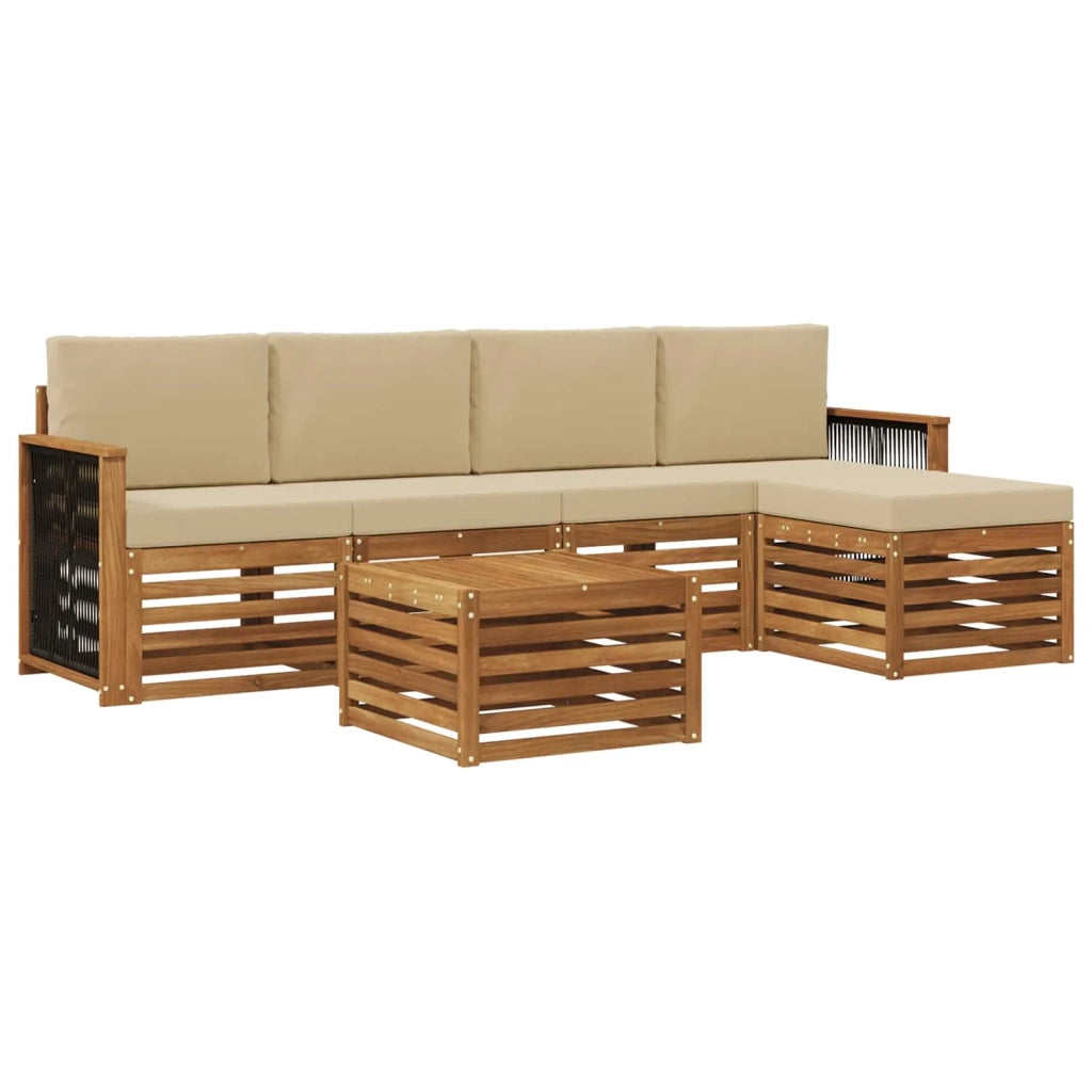 Set di divani da esterno con cuscino 6 pcs Naturale e Beige 3384264