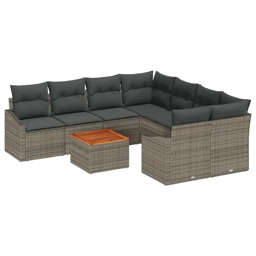 Set Divano da Giardino 9 pcs Grigio polyrattan 3356480