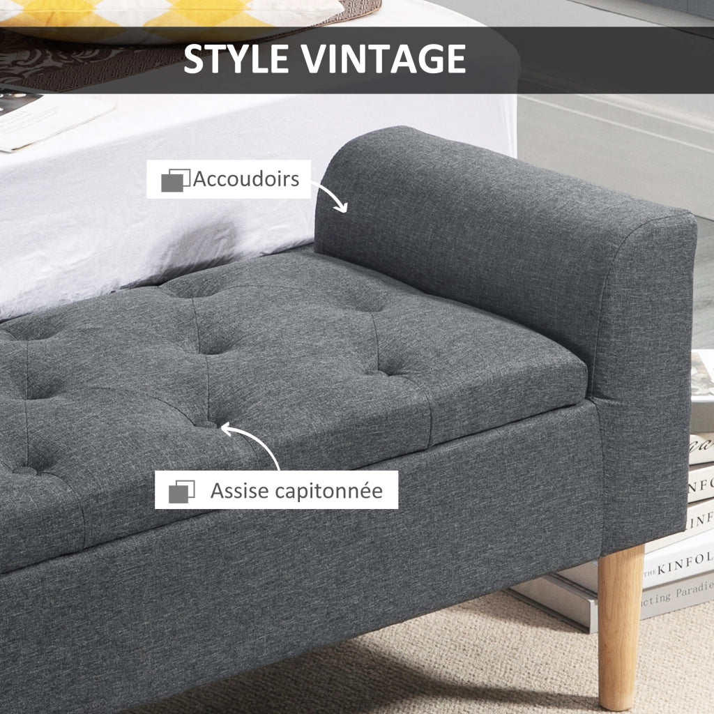 Divano imbottito con cassetti ¨C Minimal ¨C 116x44x58 cm grigio scuro