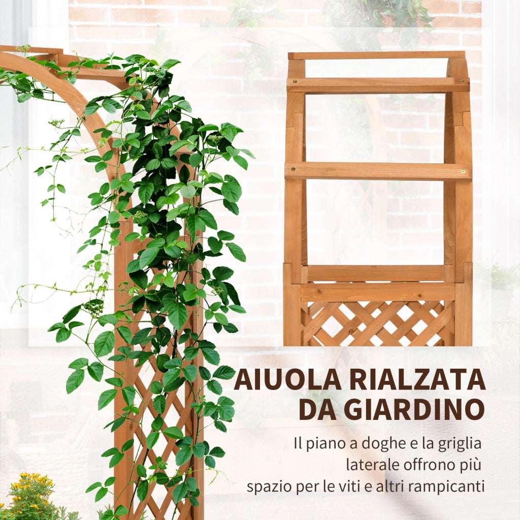 Fioriera da Esterno in Legno di Pino Marrone con Arco ¨C Minimal ¨C 83x36x152 cm