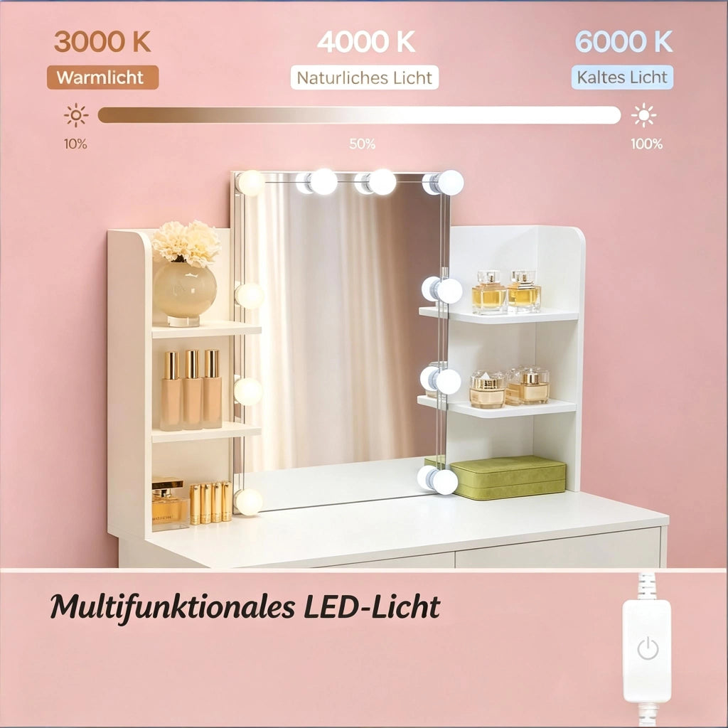 Tavolo da toeletta resistente con specchio LED; solo tavolo