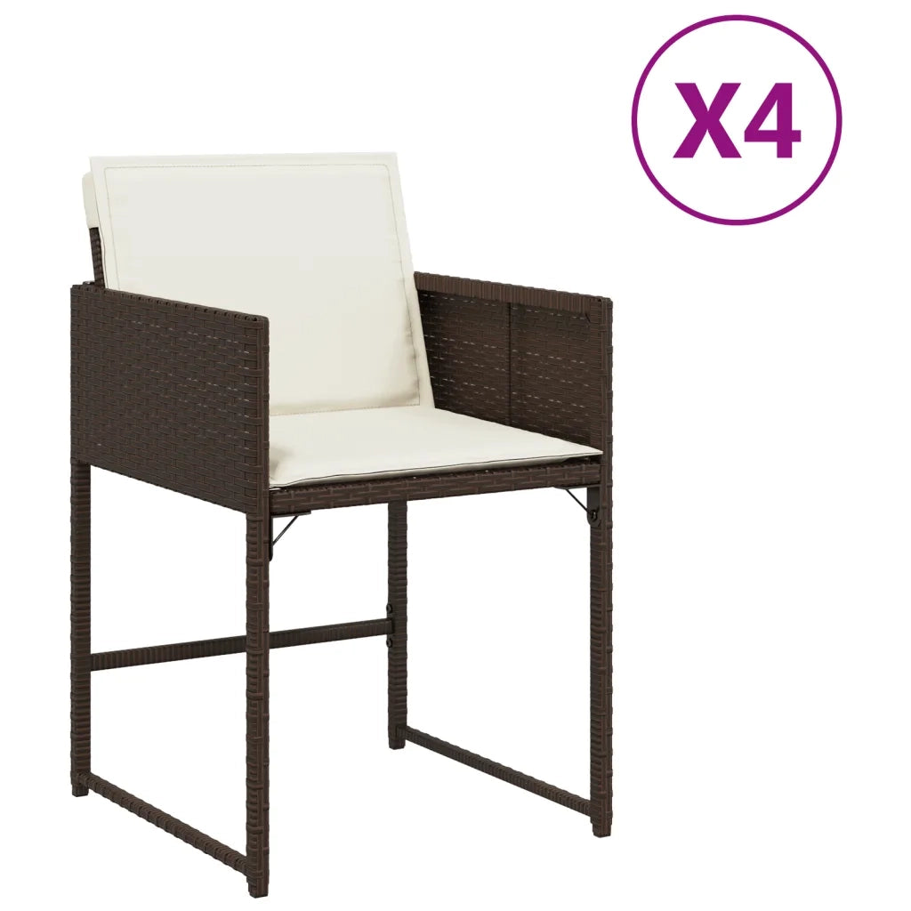 Sedie da Giardino con Cuscini 4 pz Marroni in Polyrattan 4007478