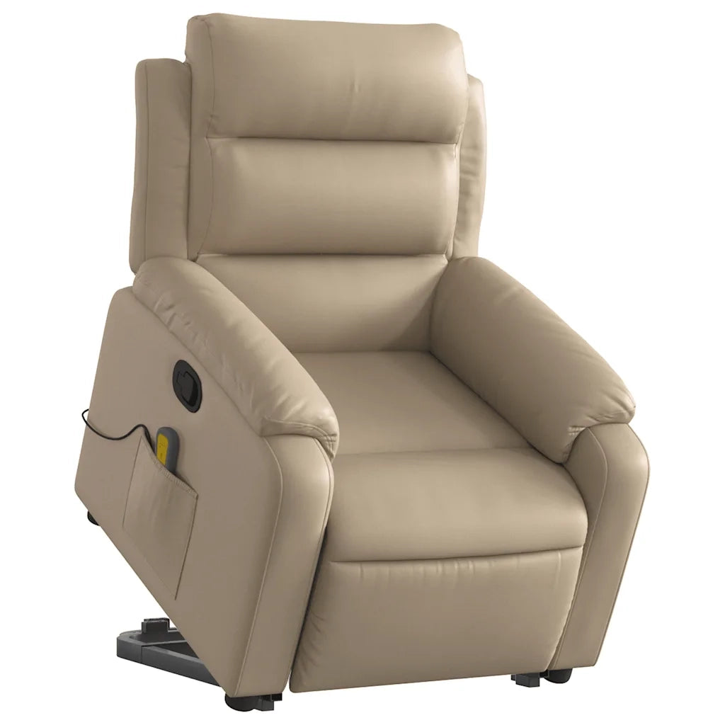 Poltrona Alzapersone Massaggi Reclinabile Cappuccino Similpelle