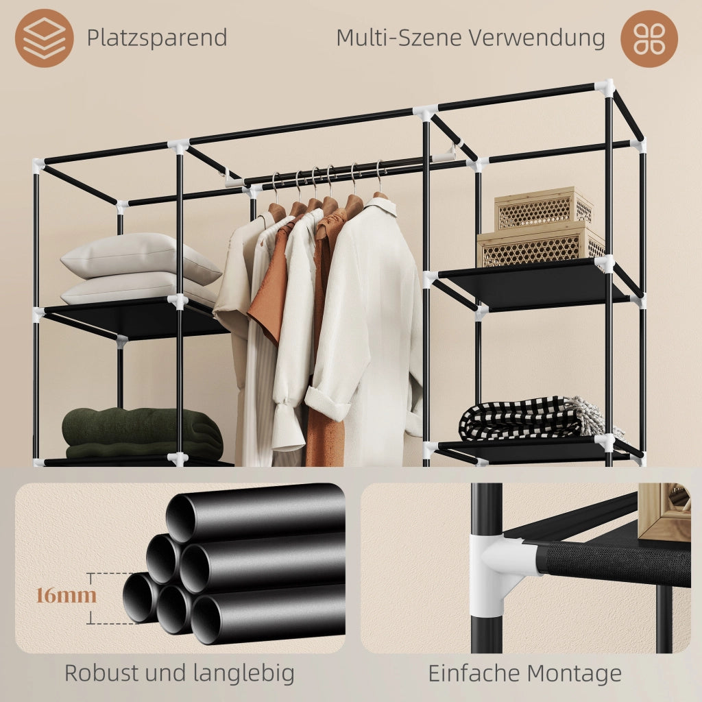 Armadio con Ante ¨C zephmum ¨C Tessuto, Nero, 150x43x162.5 cm