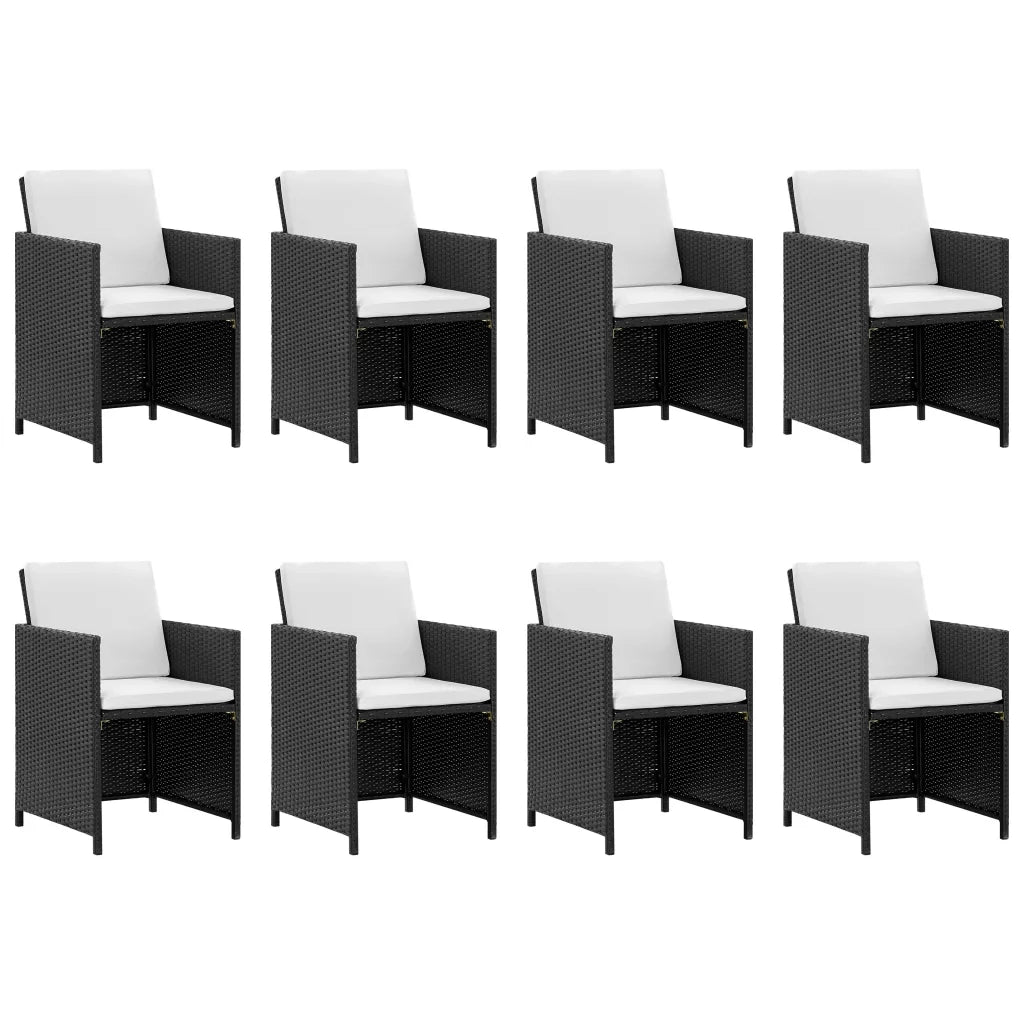 Set da Pranzo da Giardino 13 pz con Cuscini in Polyrattan Nero 42524