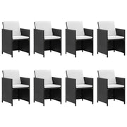 Set da Pranzo da Giardino 13 pz con Cuscini in Polyrattan Nero 42524