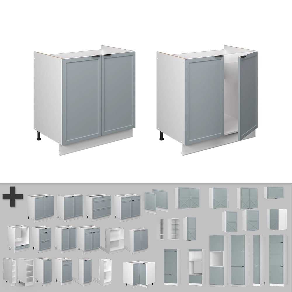 Mobile lavello cucina Fame-Line Blu-grigio chiaro/Bianco 80 cm, PL Antracite Vicco