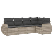 Set Divano da Giardino 5pz | Set Salotto da Giardino con Cuscini Grigio Chiaro Polyrattan