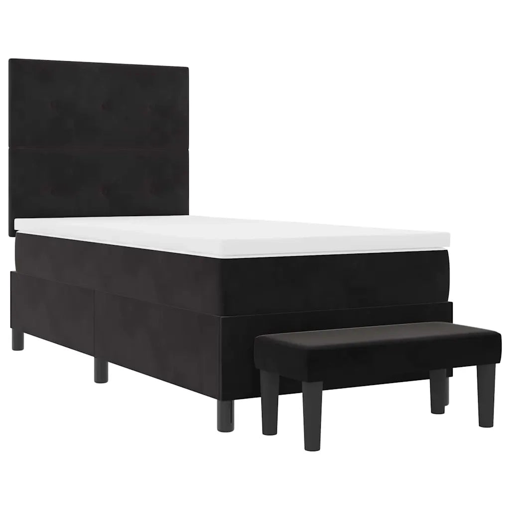 Letto a molle con materasso Nero 90 x 190 cm Velluto