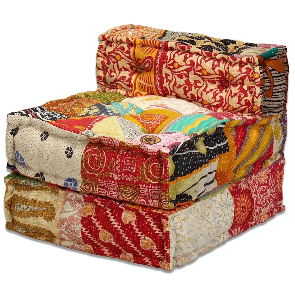 Pouf Modulare a 3 Posti in Tessuto Patchwork 244979