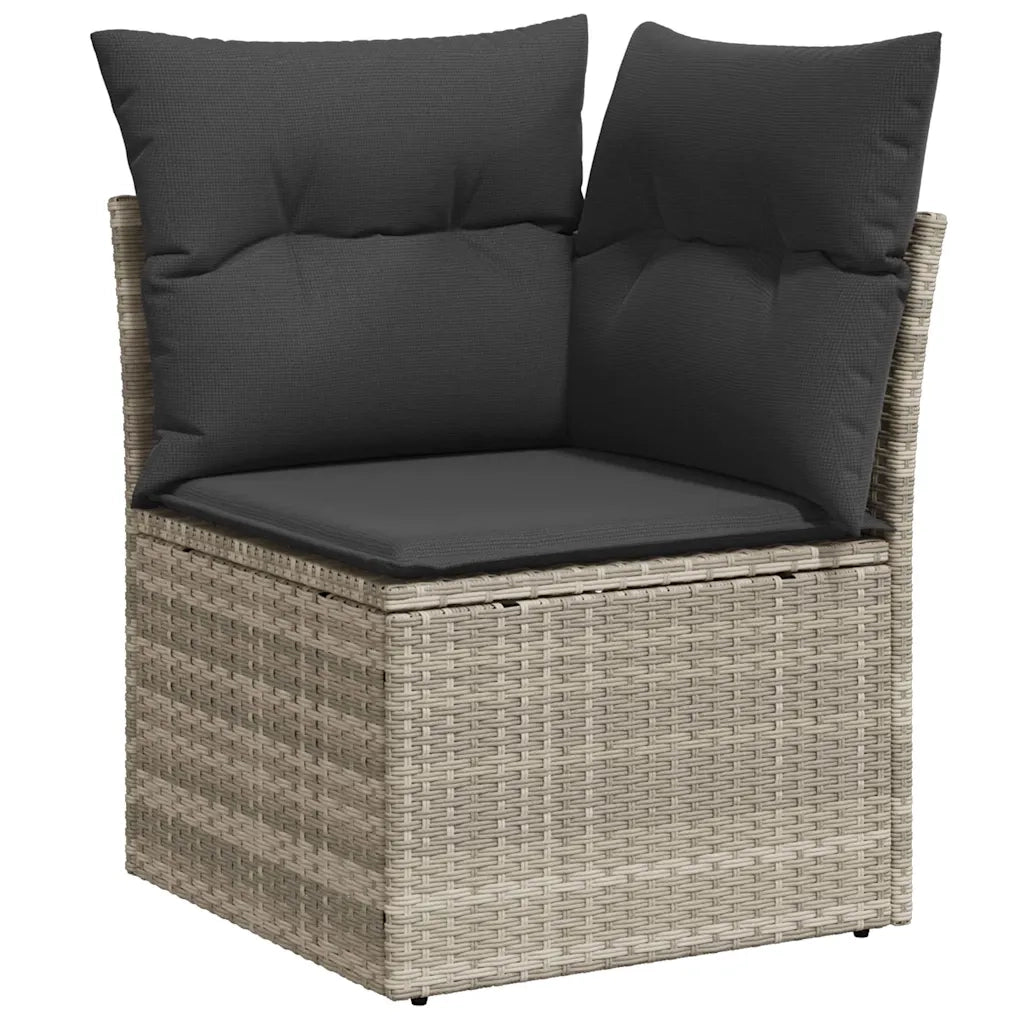 Set Divani da Giardino 7pz con Cuscini Grigio Chiaro Polyrattan 3326333