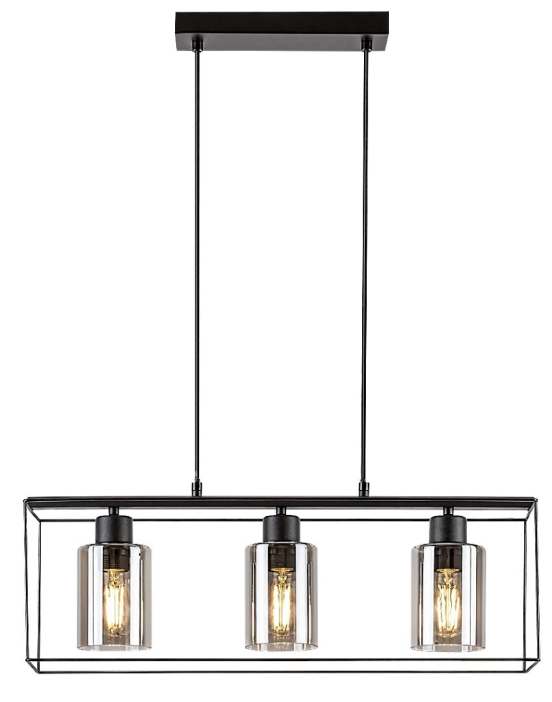 Lampada a sospensione Rabalux Chadwick 3xE27 nera fumé