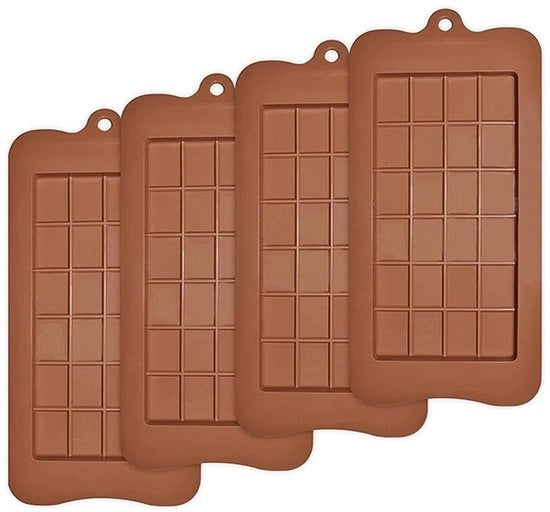 Forme di Cioccolato 4 pezzi - Mallen in Silicone - Rivestimento Antiforfora - Forme a Proteine - Energizzanti - Sicure per Forno/Microonde - Forme in Silicone