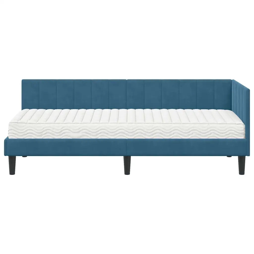 Struttura Letto Angolare con Materasso 2 pcs Blu Velluto 3393877