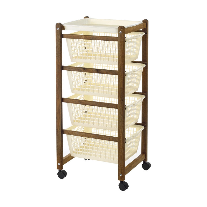 CARRELLO SALVASPAZIO 4 CESTI 36X30X82CM NOCE