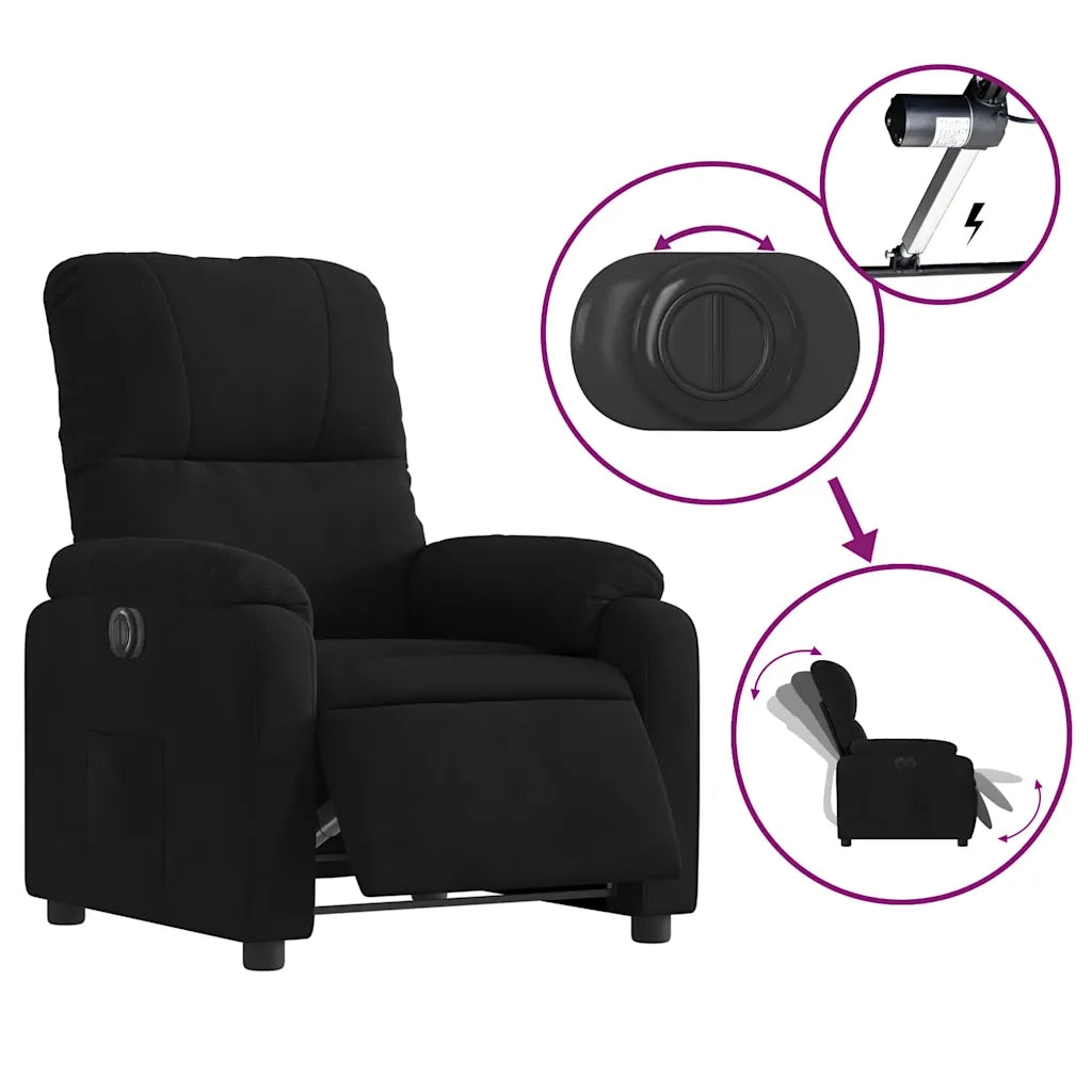 Poltrona Alzapersona Reclinabile Elettrica Nera in Microfibra 3204946