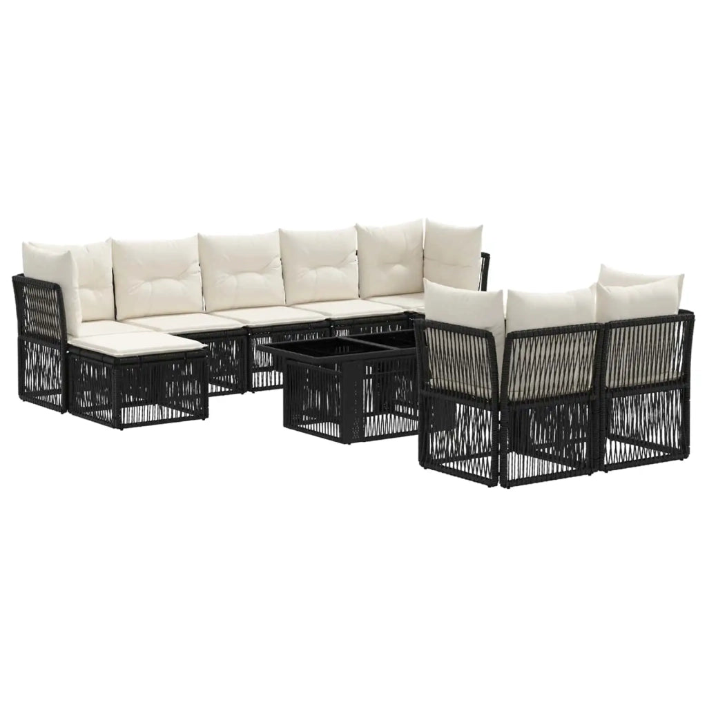 Set Divano da Giardino 10 pz Nero polyrattan 3436534